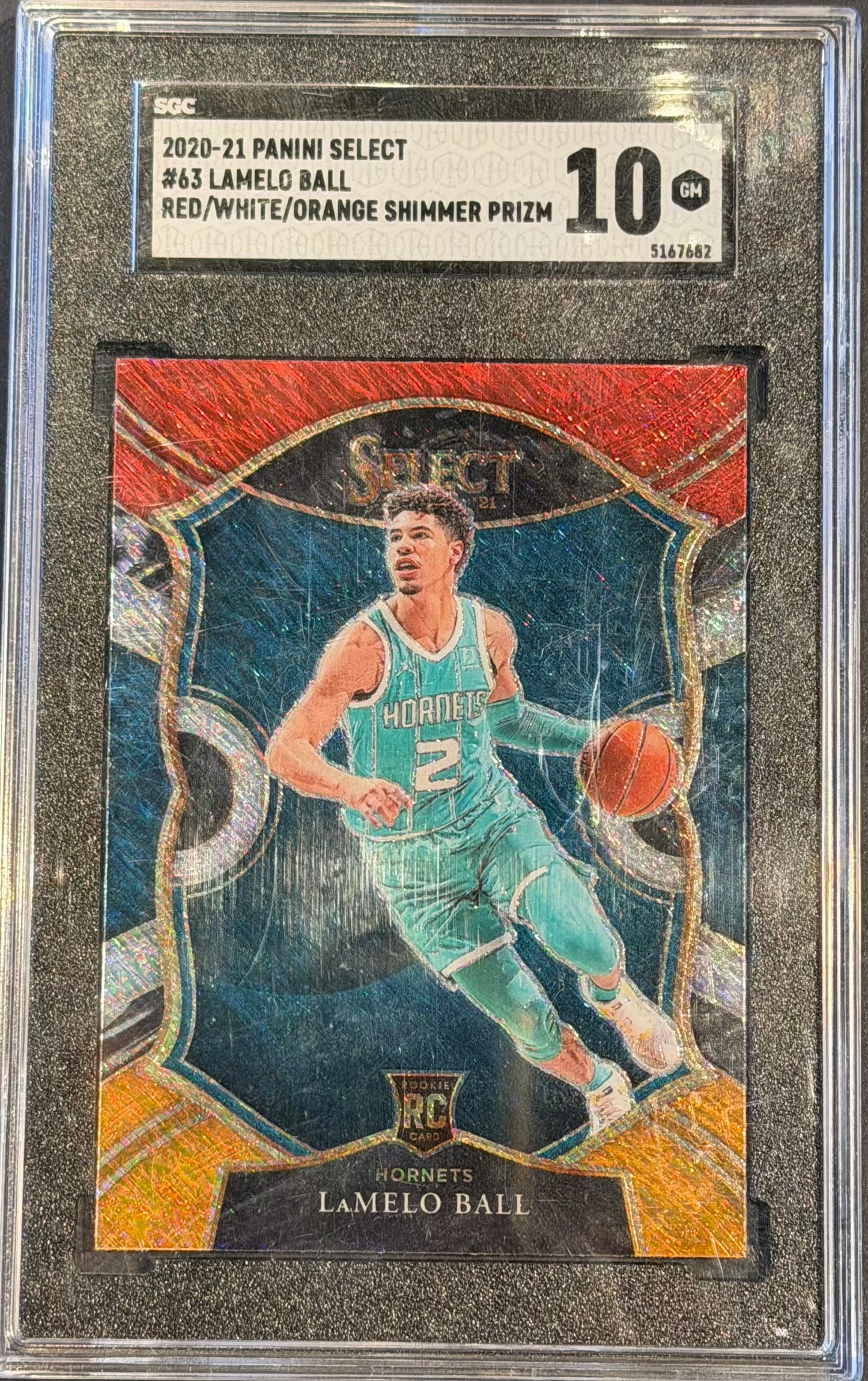 Lamelo Ball SGC 10 2020-21 panini select Red/White/Orange Shimmer Prizm