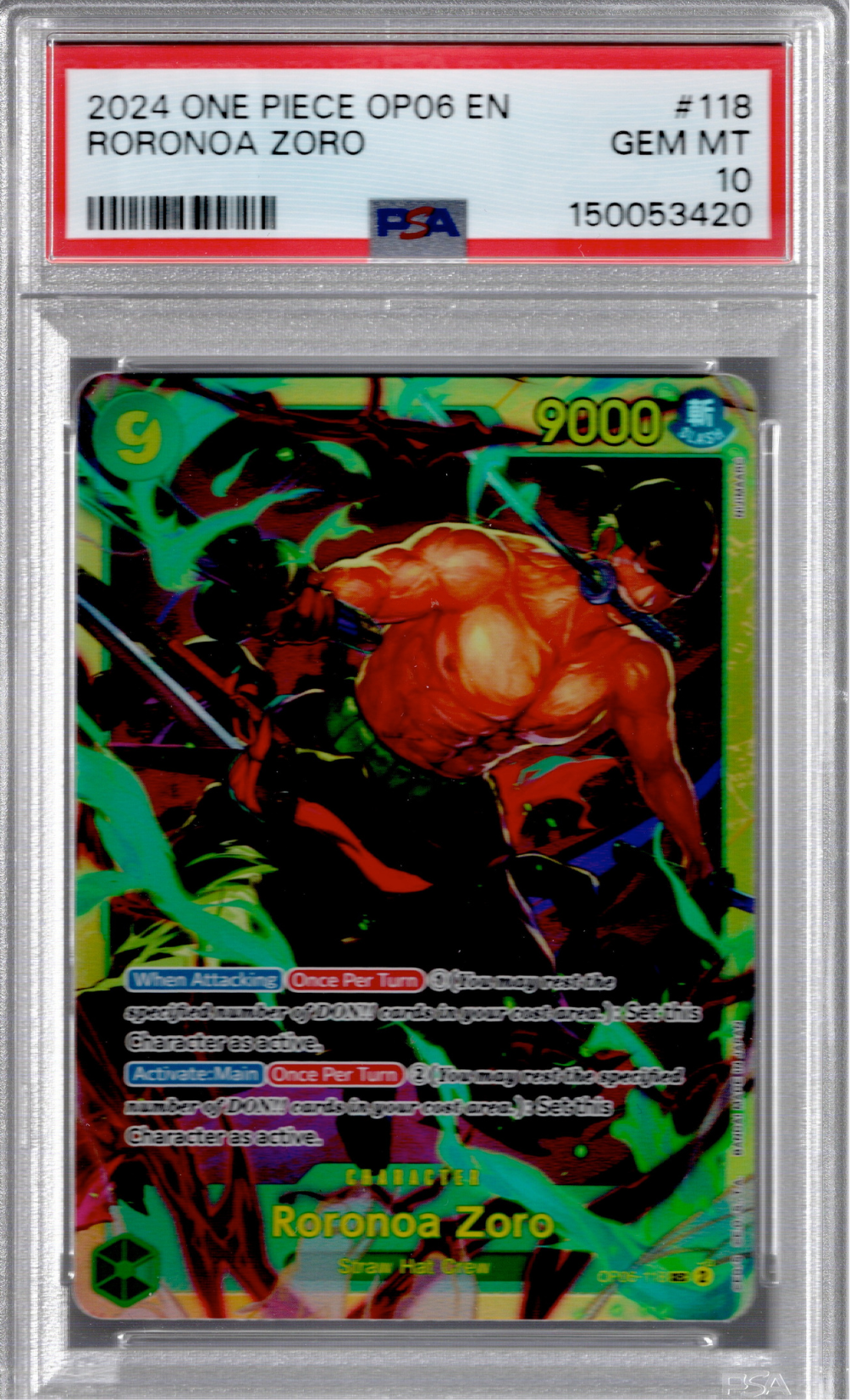 2024 One Piece OP06 Roronoa Zoro PSA 10