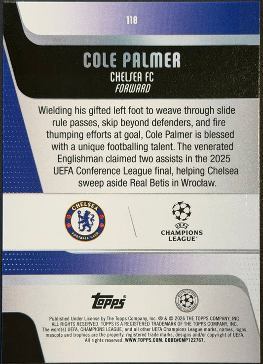 Cole Palmer Blue Refractor 131/150 2025-26 Topps Chrome Uefa Club Competitions
