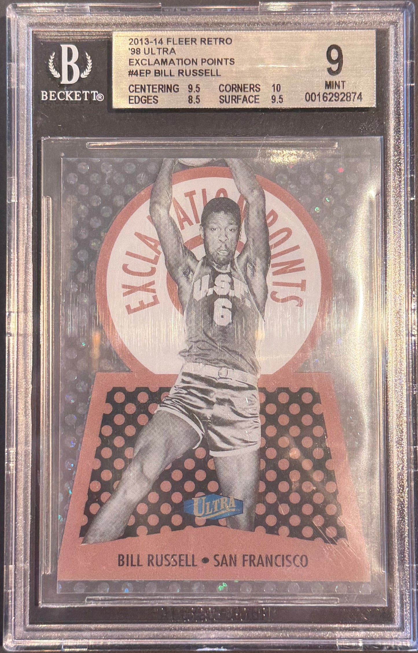 Bill Russell Beckett 9 Exclamation points 2013-14 fleer Retro 98 Ultra