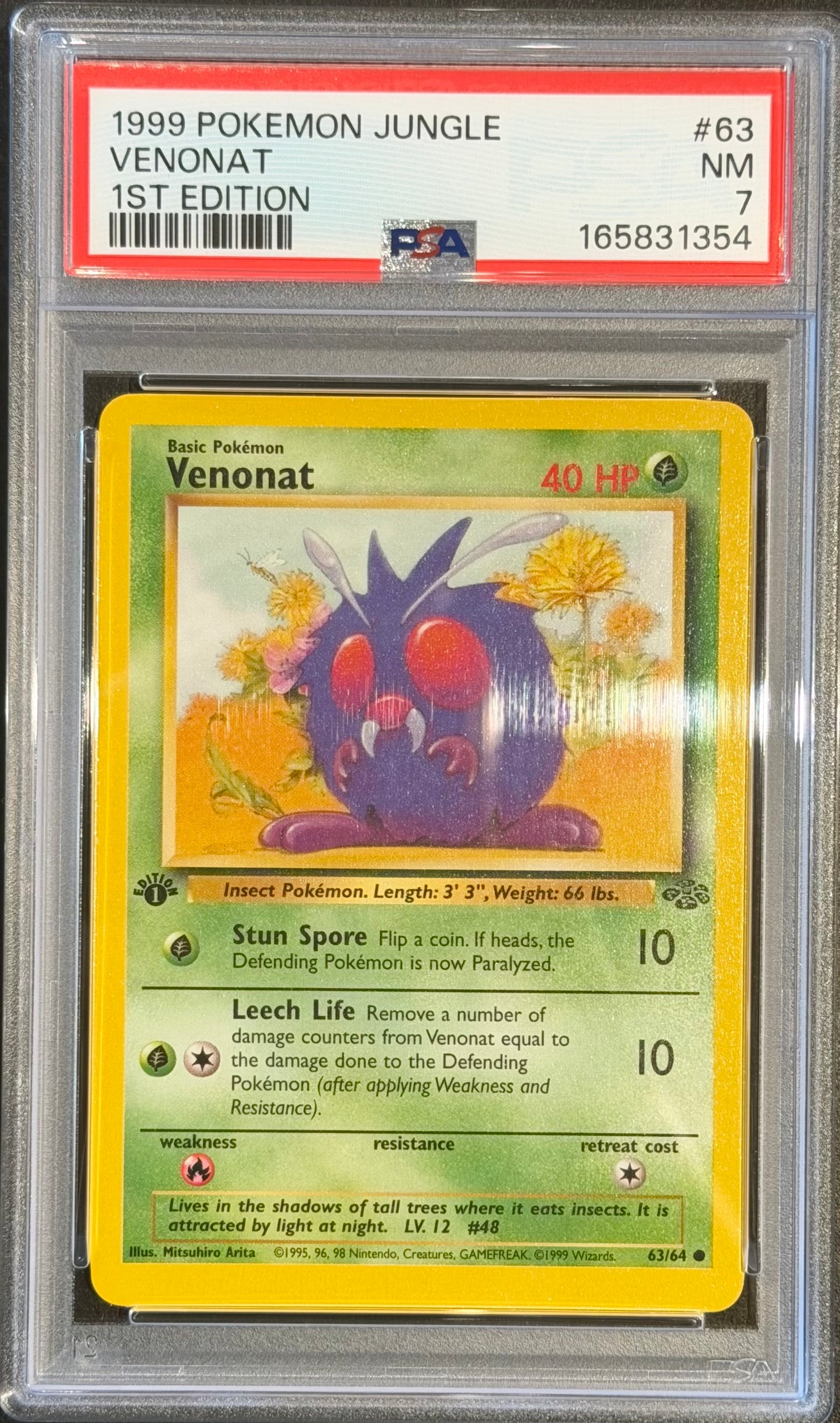 Venonat 1ST Edition 63/64 PSA 7 1999 Pokemon Jungle