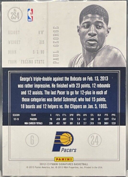 2012-13 PANINI SIGNATURES BASKETBALL Paul George 5/5 Numbered