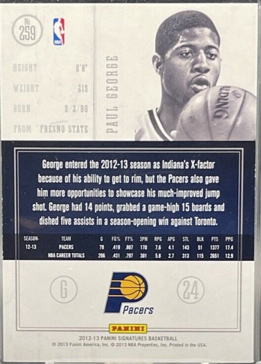 2012-13 PANINI SIGNATURES BASKETBALL Paul George 4/5 Numbered