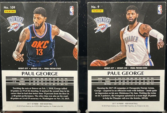 2017-18 PANINI - NOIR BASKETBALL Paul George Numbered Set 05/25 & 08/25