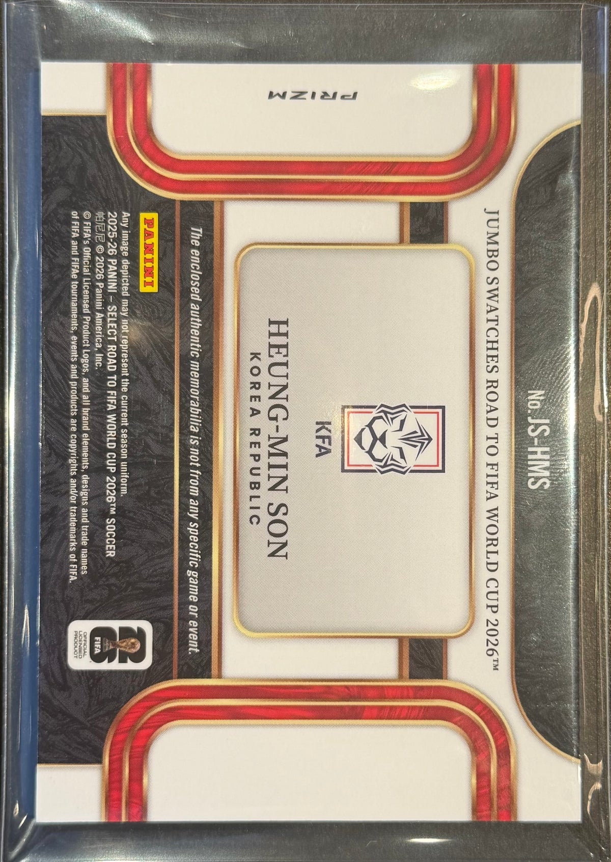 Heung-Min Son Korea Republic #JS-HMS Jumbo Swatches Prizm Panini Select