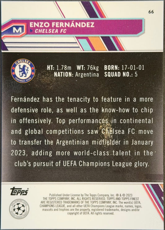 Enzo Fernandez 2022-23 Topps FinestChelsea Green Lava refractor rookie RC 15/99