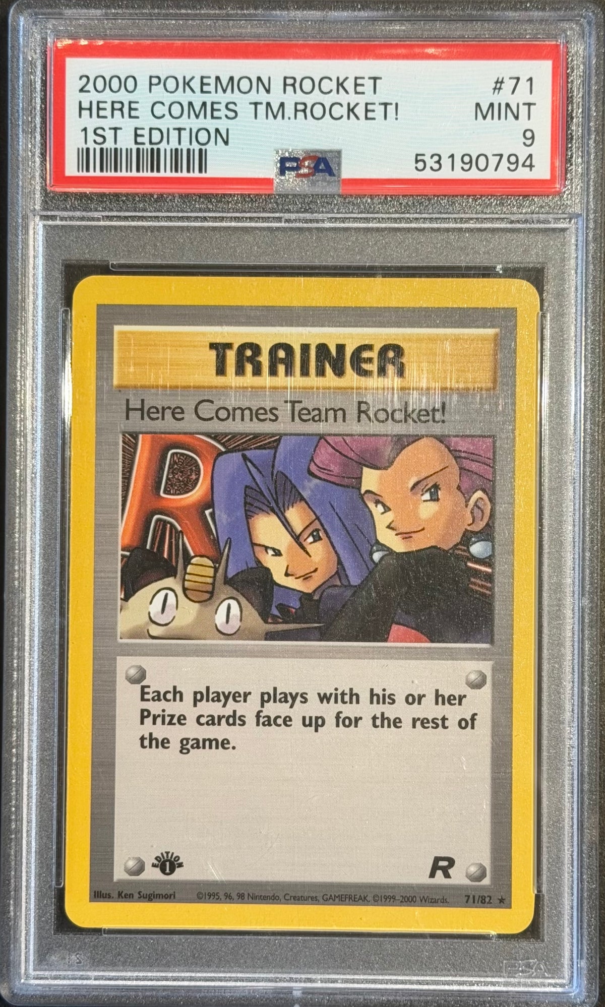 Here Comes Team Rocket 71/82 1ST Edition Rocket PSA 9