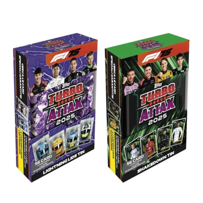 2025 Topps Turbo Attax Formula 1 Mega Tin Assortment
