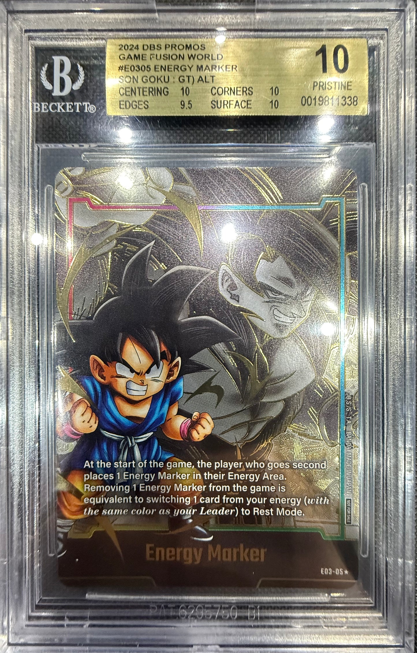 2024 DBS Promos Fusion World E03-05 Energy Marker Son Goku GT ALT ART Beckett 10