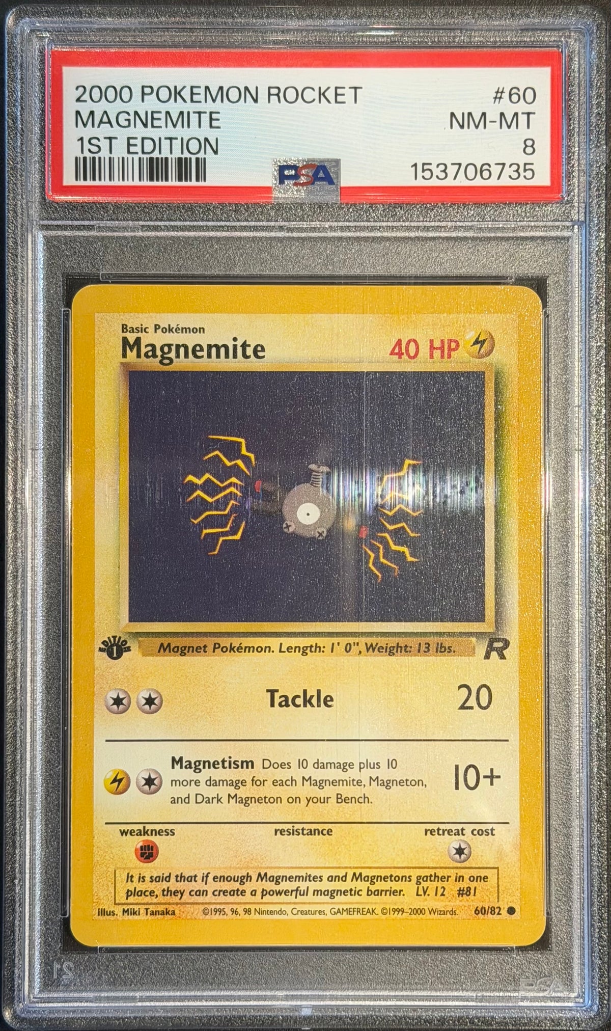 Magnemite 60/82 PSA 8 1ST Edition 2000 Pokemon Rocket