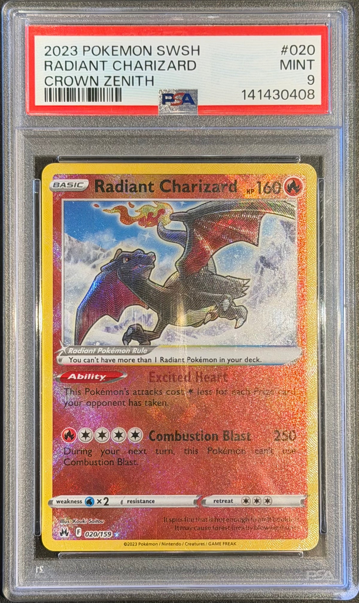 Radiant Charizard 020/159 PSA 9 Crown Zenith