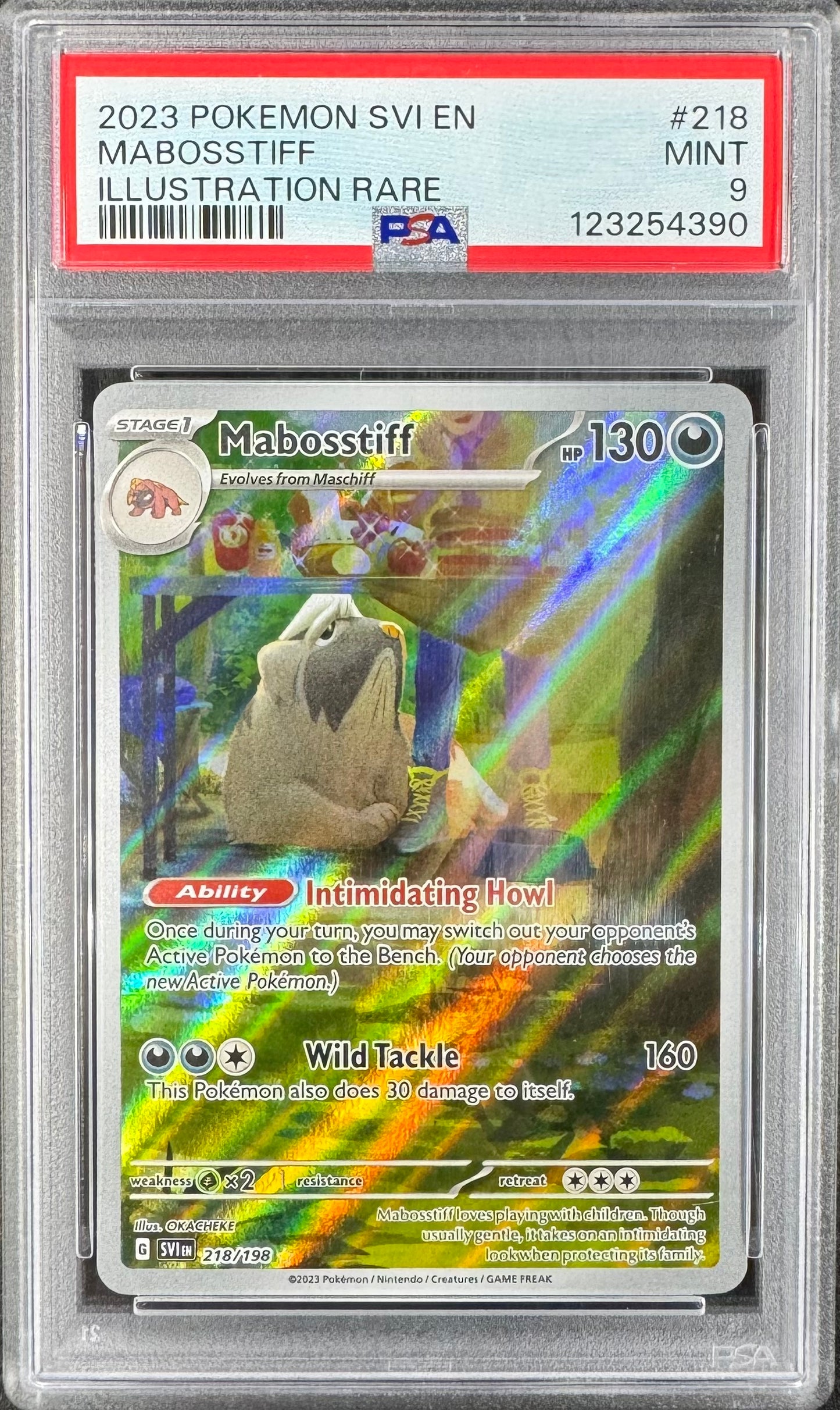 2023 Pokemon Mabosstiff 218/198 Scarlet & Violet PSA 9