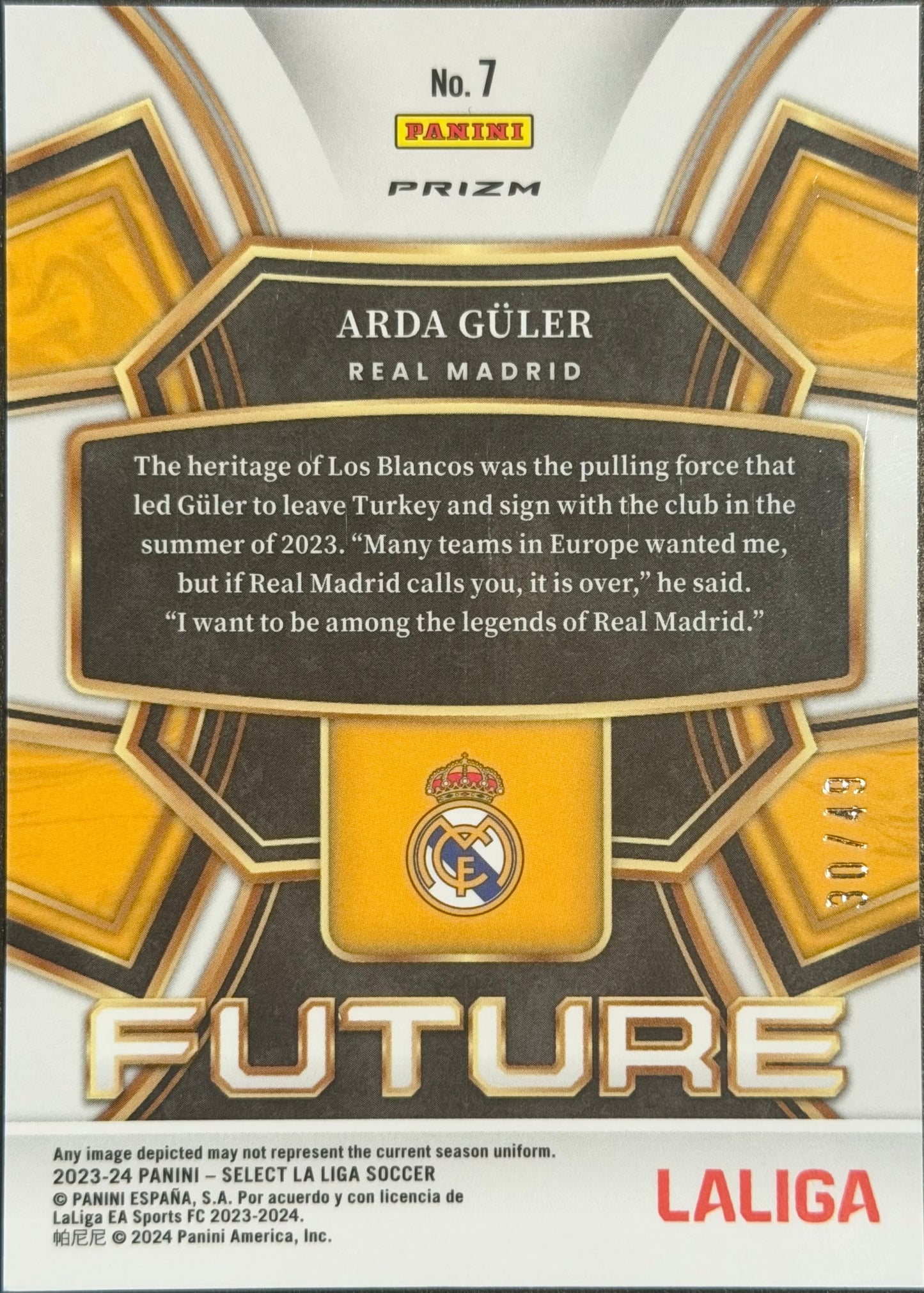 Arda Guler #7 Future Tie-Dye Prizm 30/49 rookie 2023-24 Select La Liga