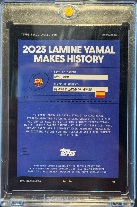 2023/24 Topps Focus Lamine Yamal 2023 Makes History RC Green /99