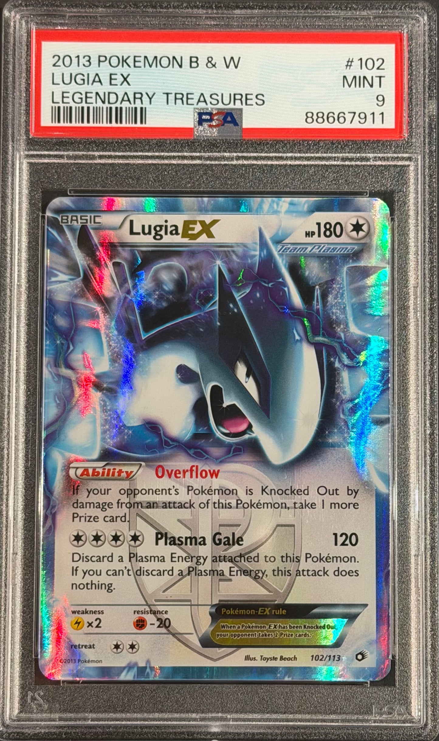 2013 Pokemon Lugia EX 102/113 PSA 9