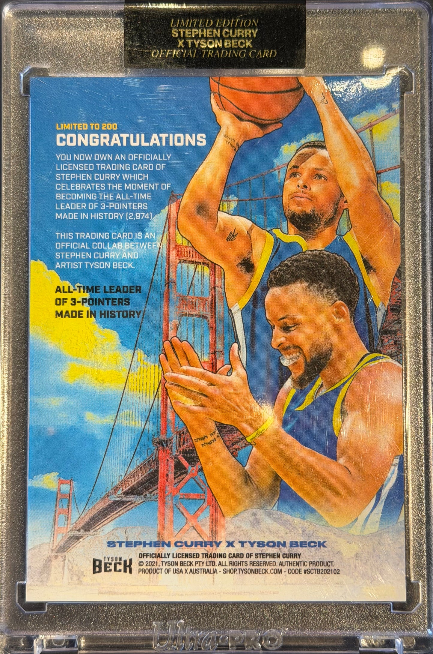 STEPHEN CURRY X TYSON BECK - 3PT RECORD BREAKER MOMENT CARD - LIMITED TO 200