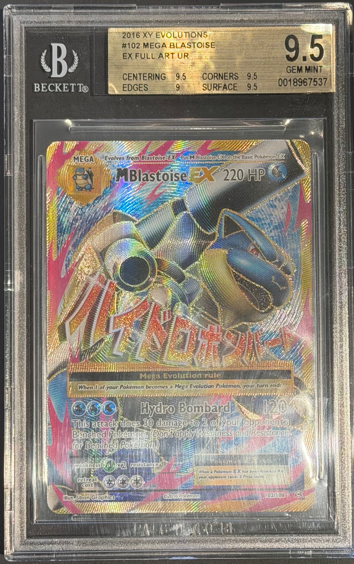 MBlastoise EX 102/108 Beckett 9.5 Full Art