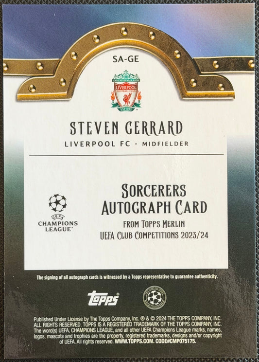 2023/24 Topps Merlin Steven Gerrard #SA-GE sorcerer’s Autograph