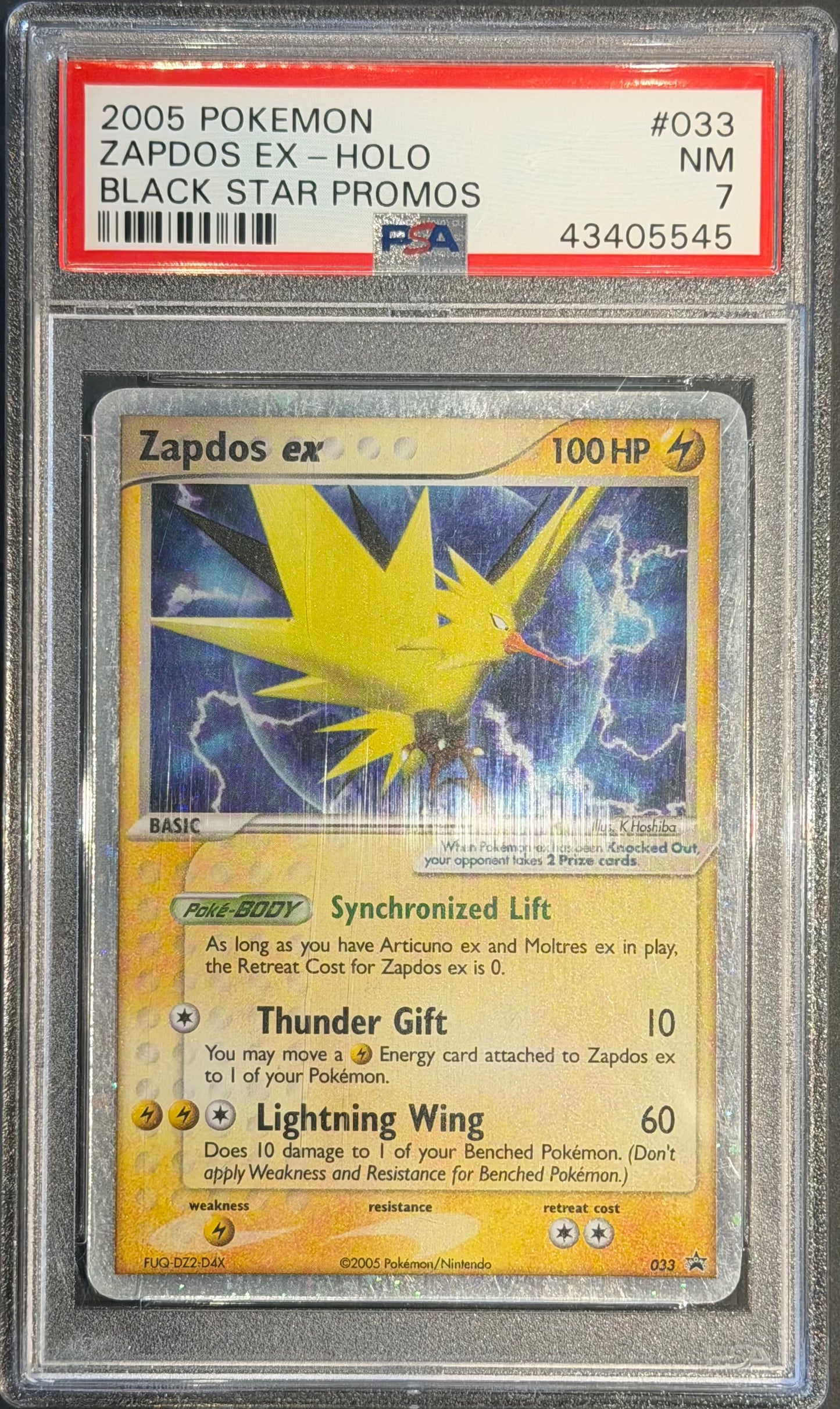 Zapdos Ex PSA 7 2005 holo black star promo