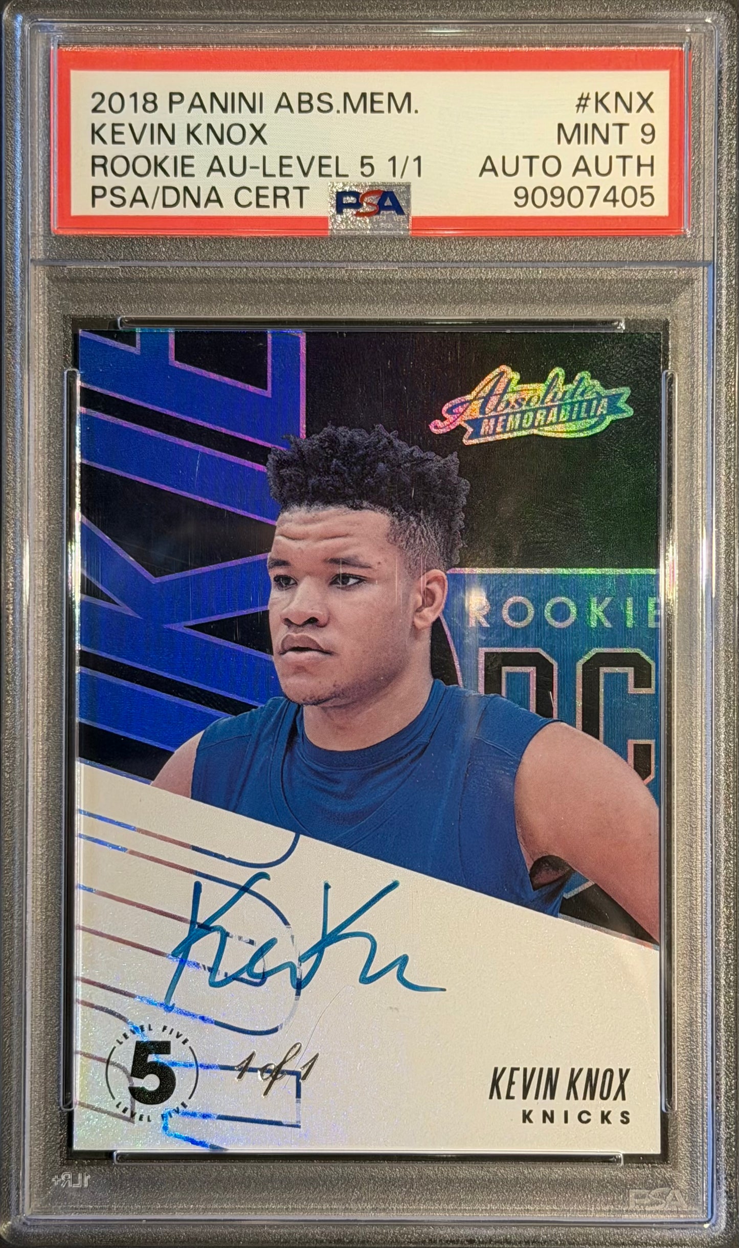 Kevin Knox 1 of 1 auto PSA 9 Rookie AU-Level 5