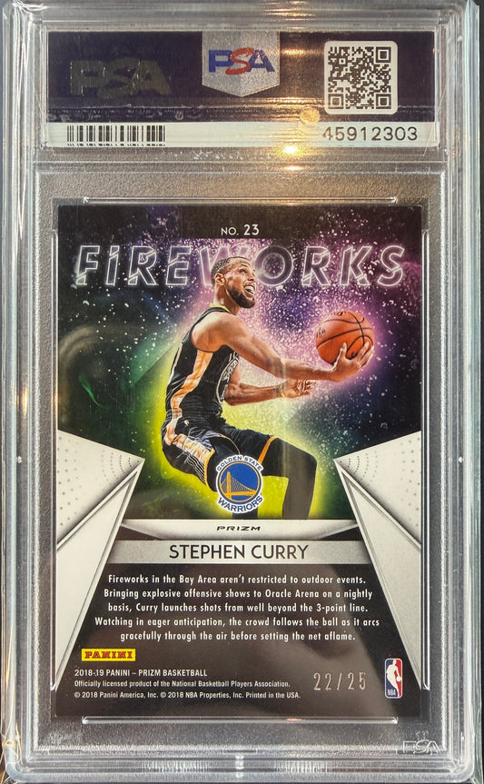 Stephen Curry 22/25 Fireworks Mojo 2018 Panini Prizm Basketball PSA 9