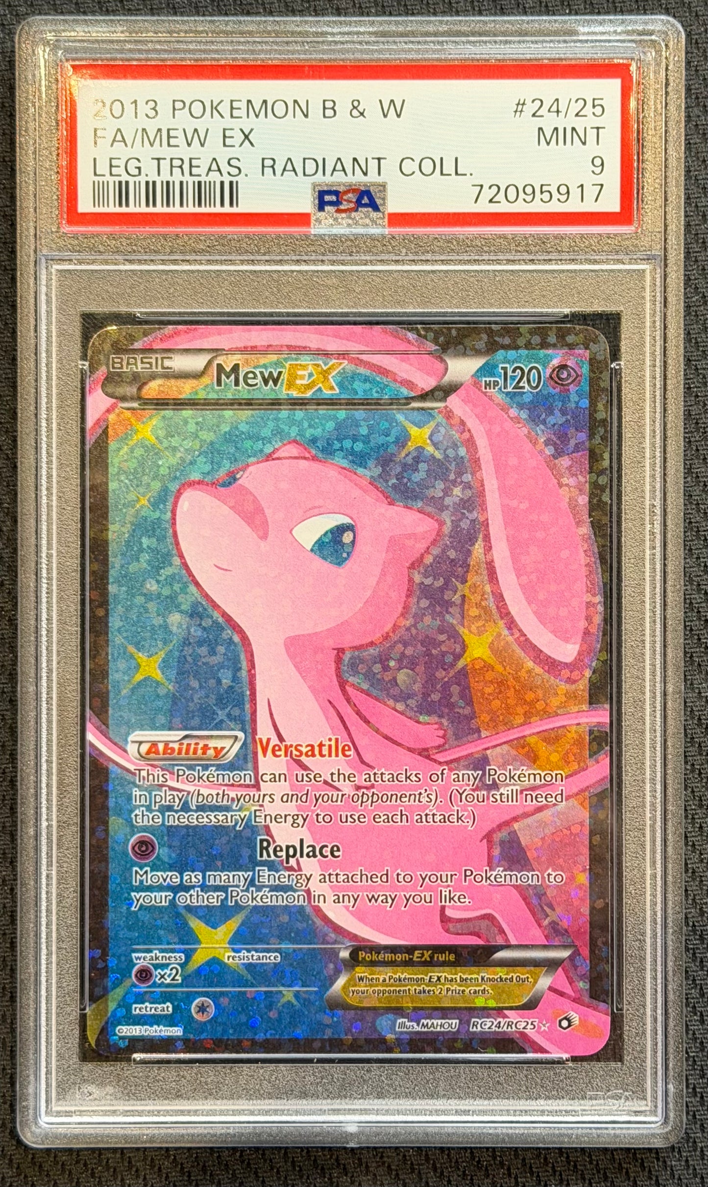 Mew EX RC24/RC25 B&W Legendary Treasures Radiant Collection Full Art Holo PSA 9