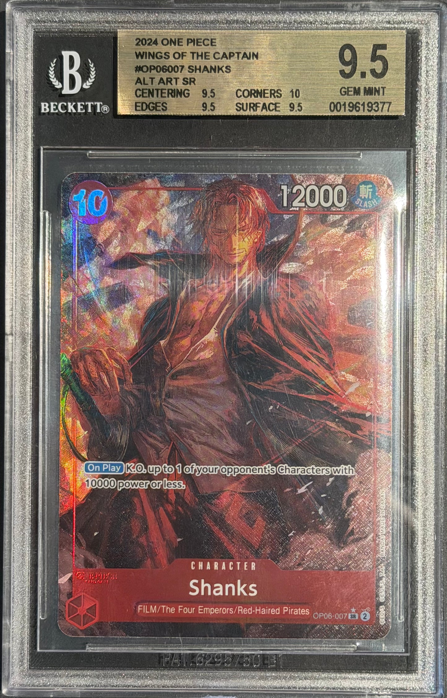 Shanks OP06-007 Beckett 9.5 Alt Art Wings of The Captain One Piece