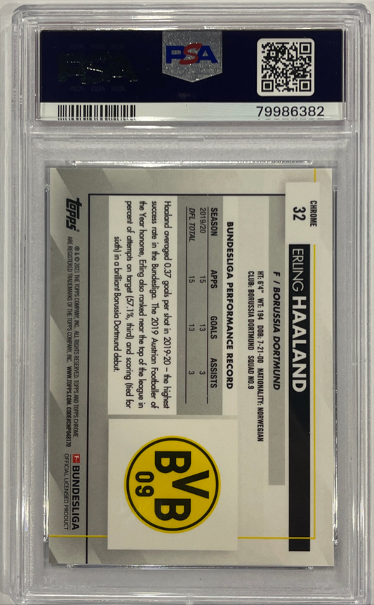 Erling Haaland PSA 10 Topps Chrome 2020/21 Sapphire Edition