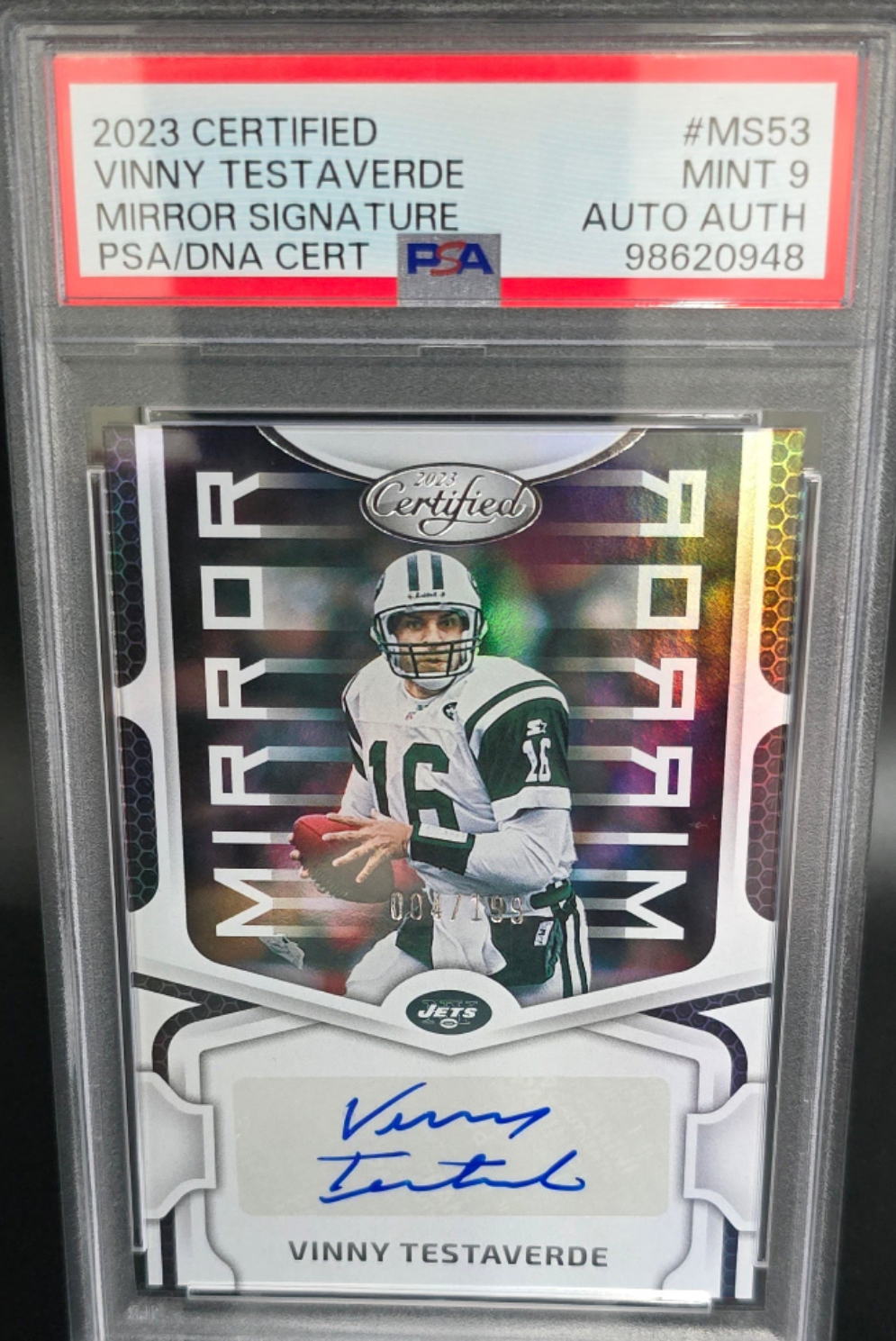 2023 Certified Vinny Testaverde Mirror Signatures Autograph Auto /199 Jets