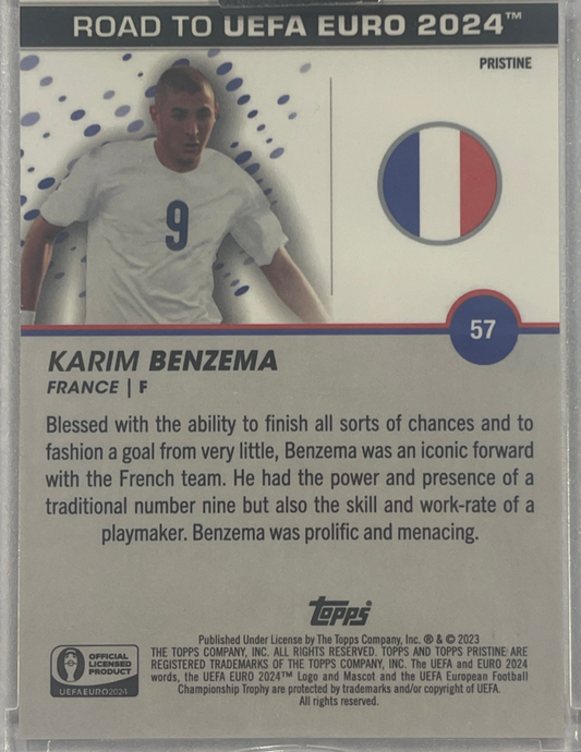 Karim Benzema 2023 Topps Pristine EURO 2024 Gold Pulsar Refractor #22/50
