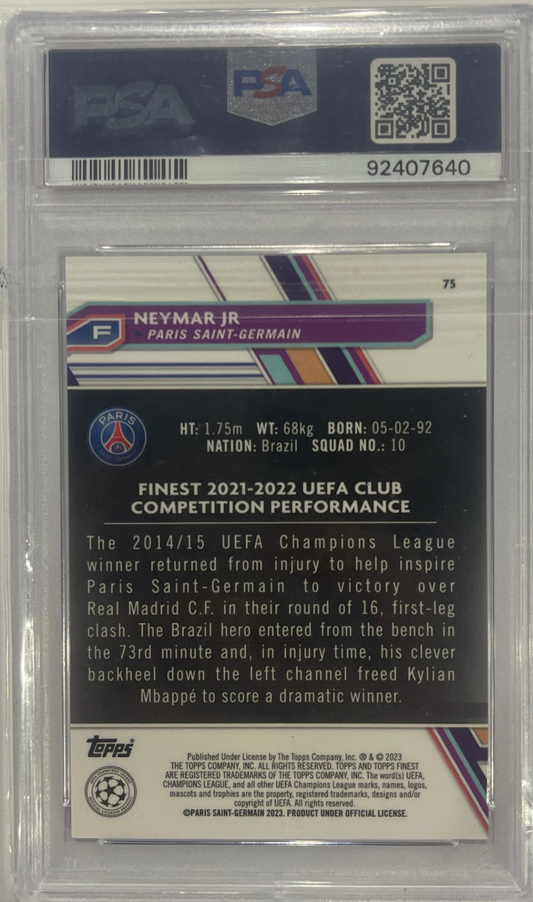 Neymar JR PSA 10 Topps Finest Purple Shimmer numbered 121/199