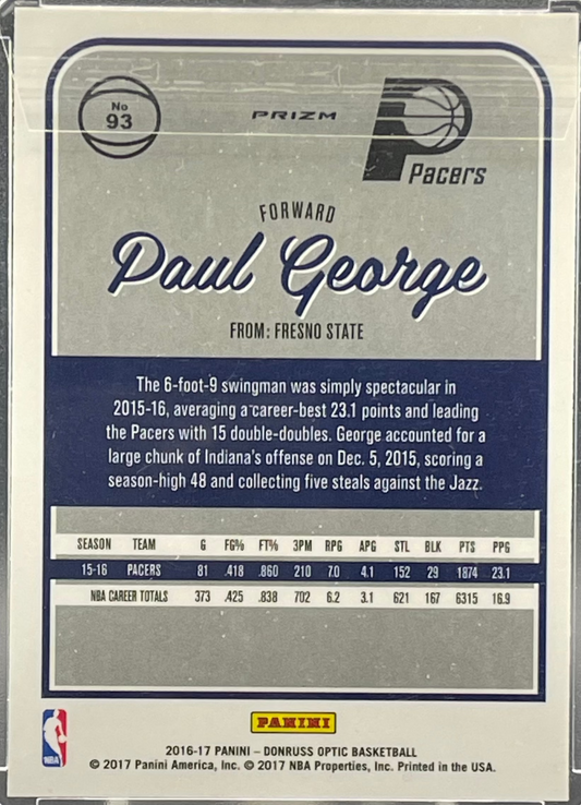 2016-17 Panini Donruss Optic Paul George Silver Holo