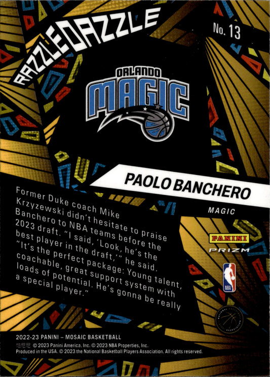 Paolo Banchero Razzle Dazzle No.13 2022-23 Panini Mosaic