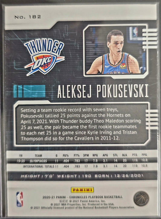 2020/21 Panini Chronicles Aleksej Pokusevski Playbook Rookie Blue /99