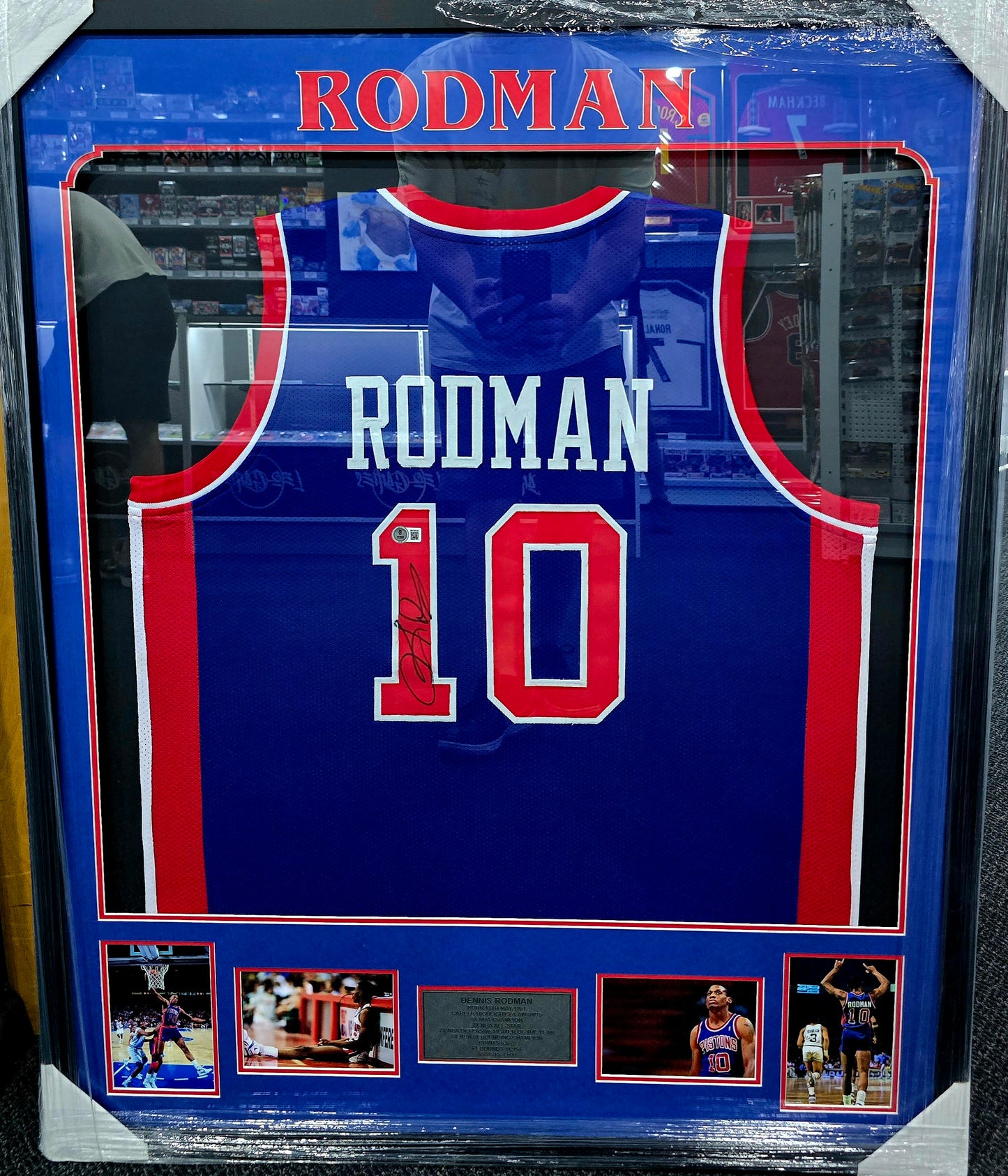 Dennis Rodman Autographed Jersey (Pistons) Beckett Authenticated