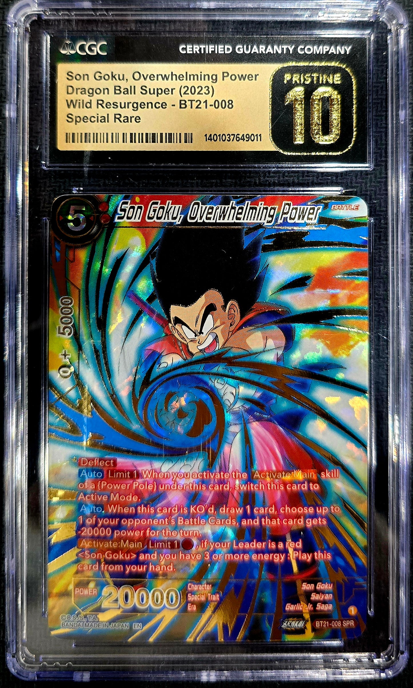 Son Goku, Overwhelming Power Bt21-008 SPR CGC Pristine 10