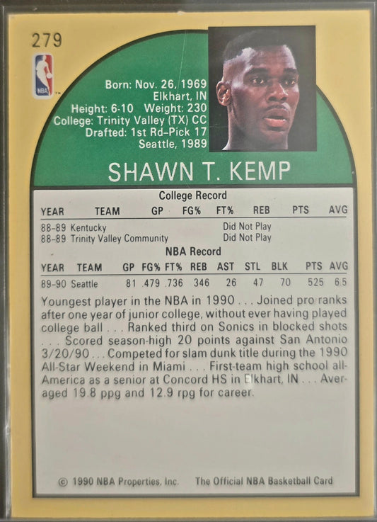 1990/91 NBA Hoops Basketball #279 Shawn Kemp (RC)