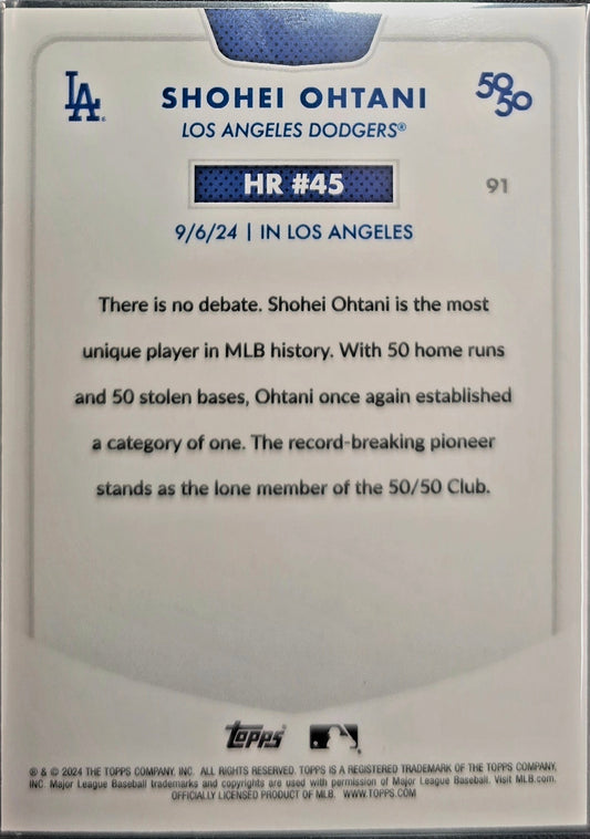 2024 Topps Shohei Ohtani 50/50 Home Run #45 Blue Refractor /150
