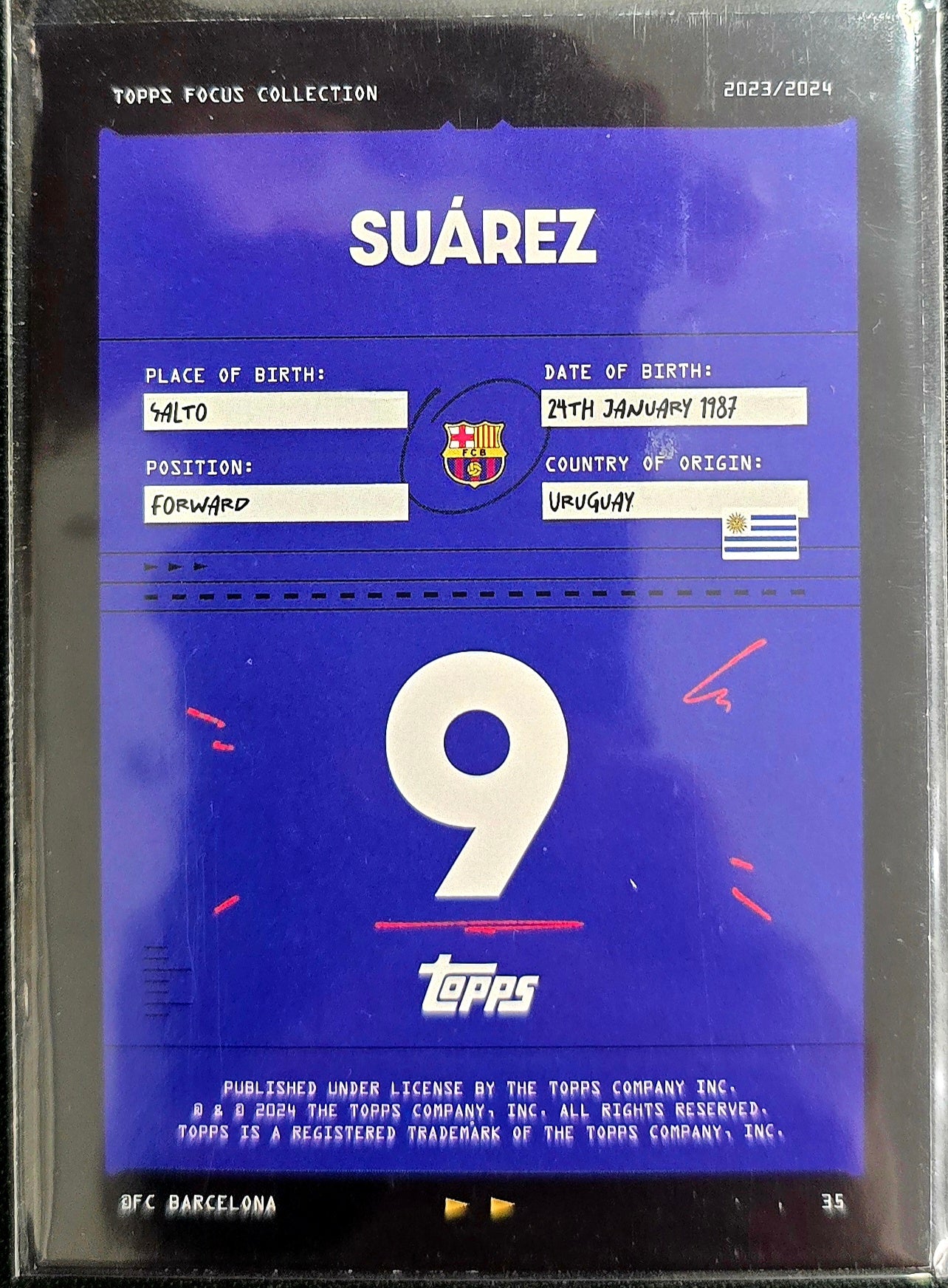 Topps Barcelona 2023-24 Luis Suarez Parallel Refractor /75