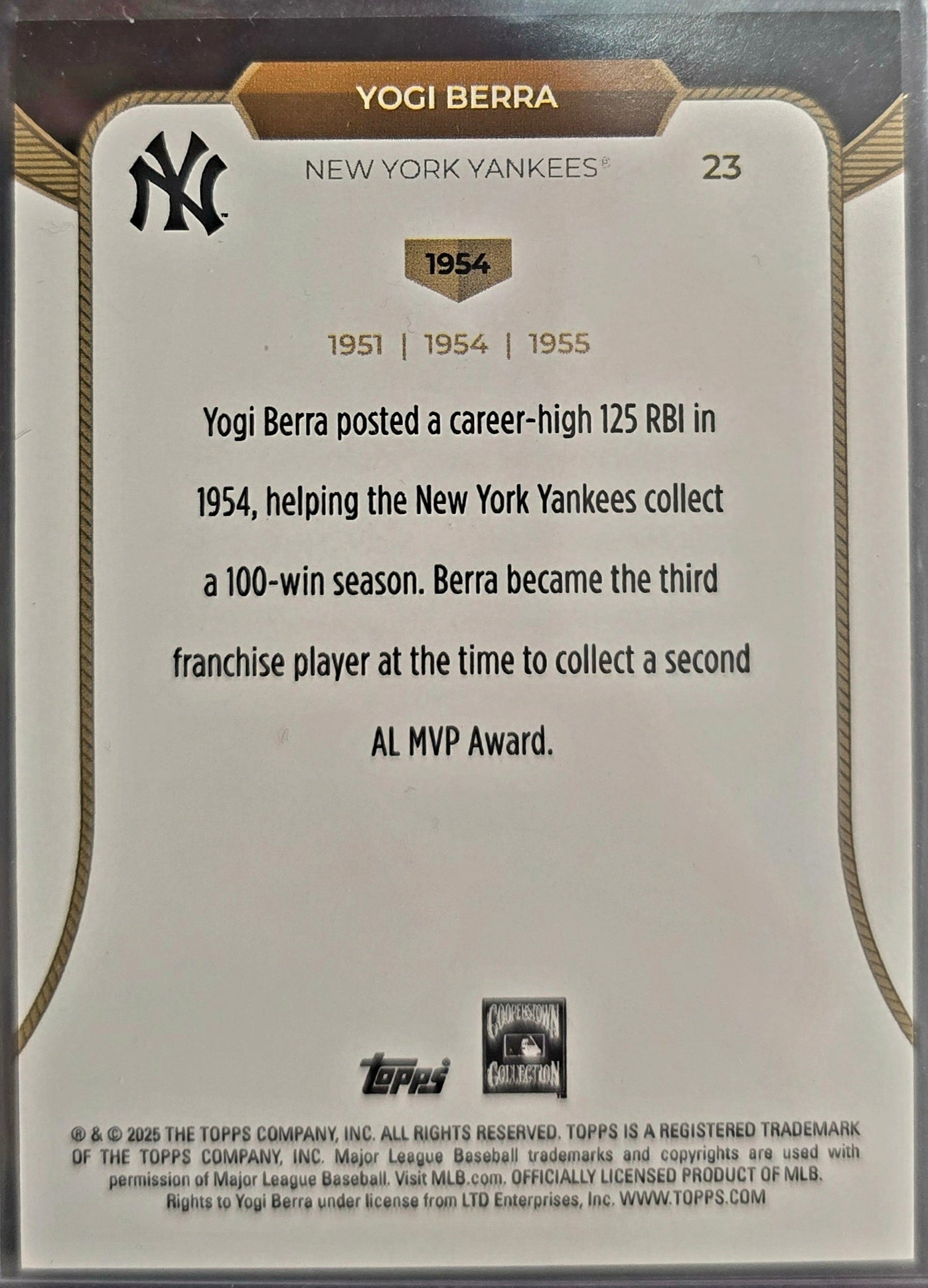 2025 Topps Welcome to the Club:”3x MVP” Yogi Berra Red Foil /5
