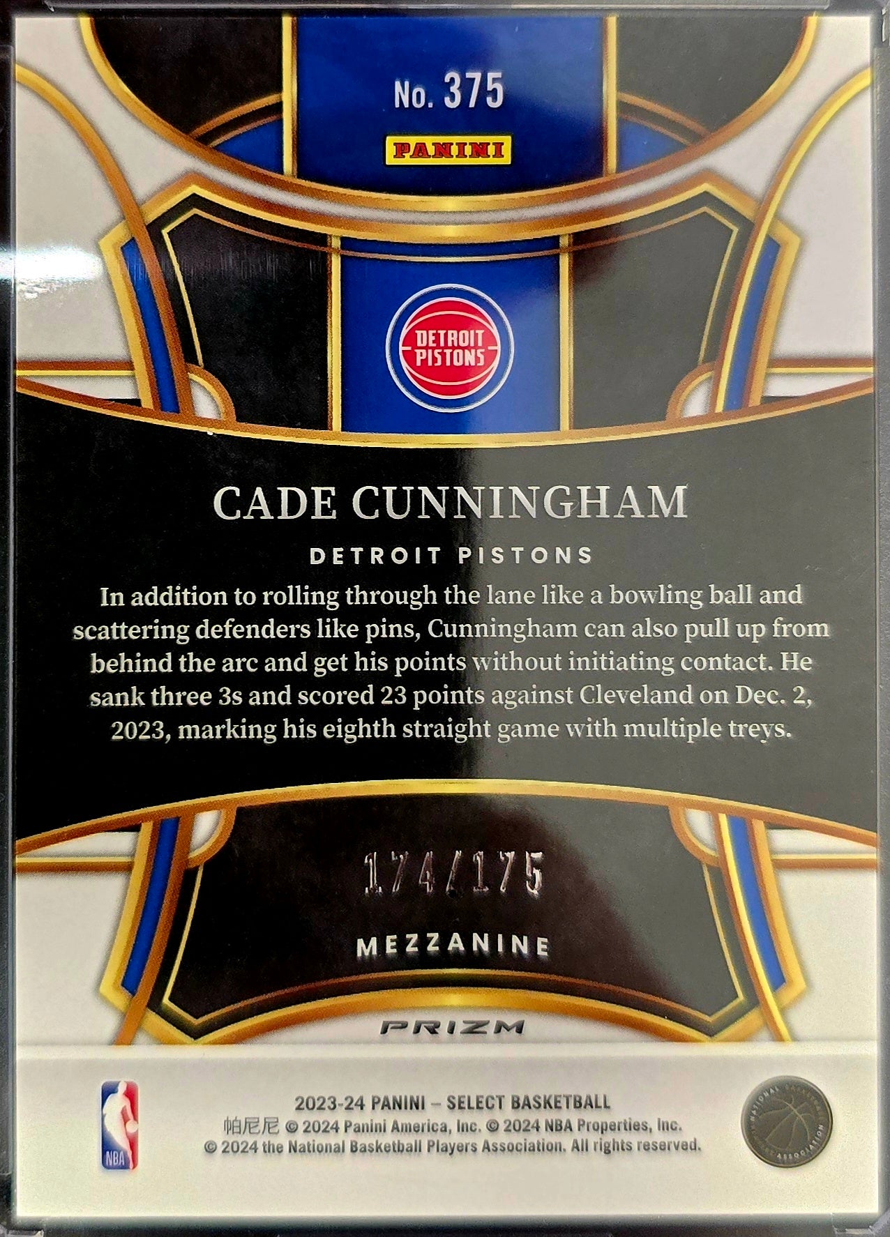 2023-24 Panini Select Basketball Cade Cunningham #375 Flash PINK /175