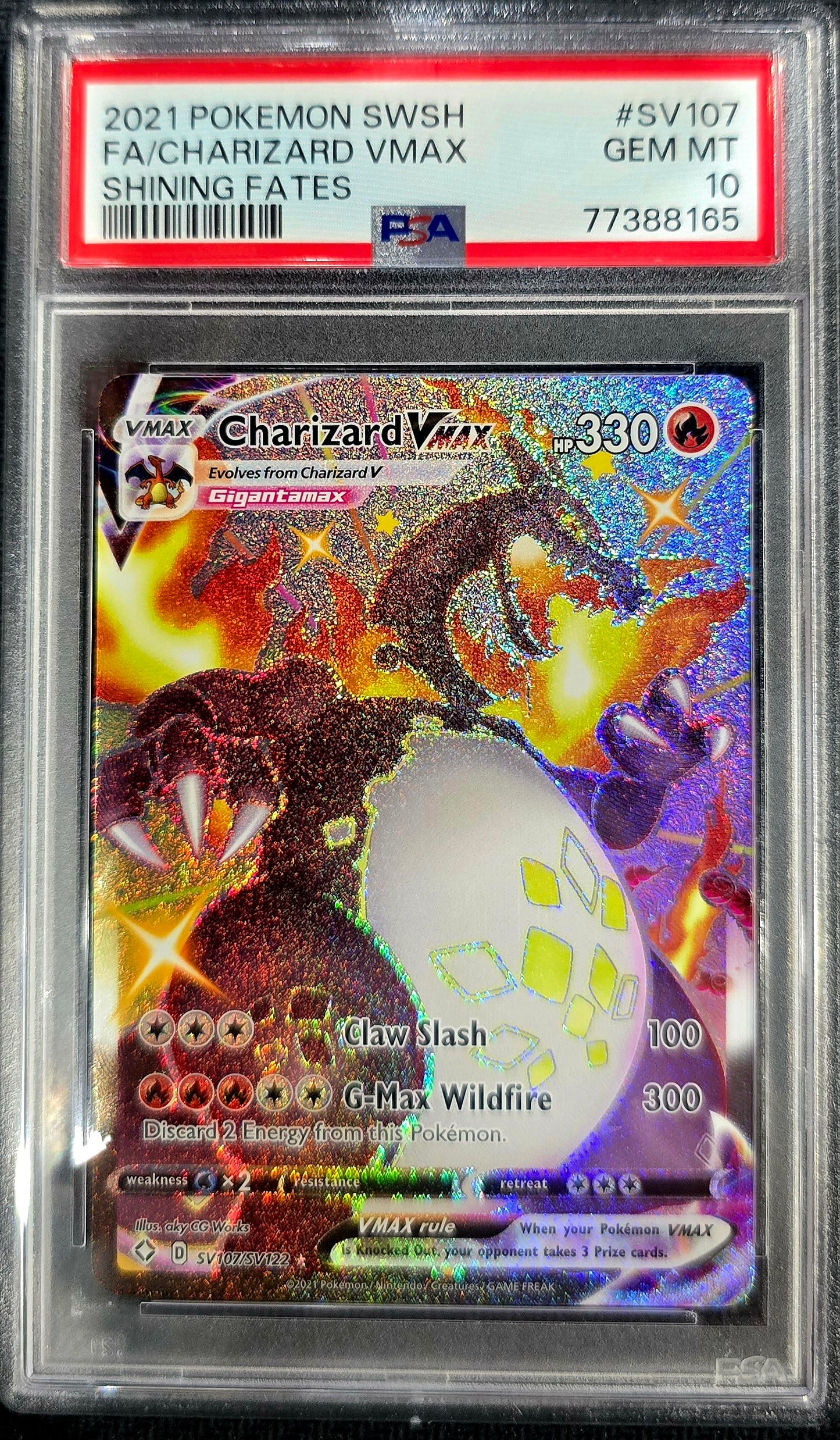2021 POKEMON SWORD & SHIELD SHINING FATES #SV107 FULL ART/CHARIZARD VMAX PSA 10