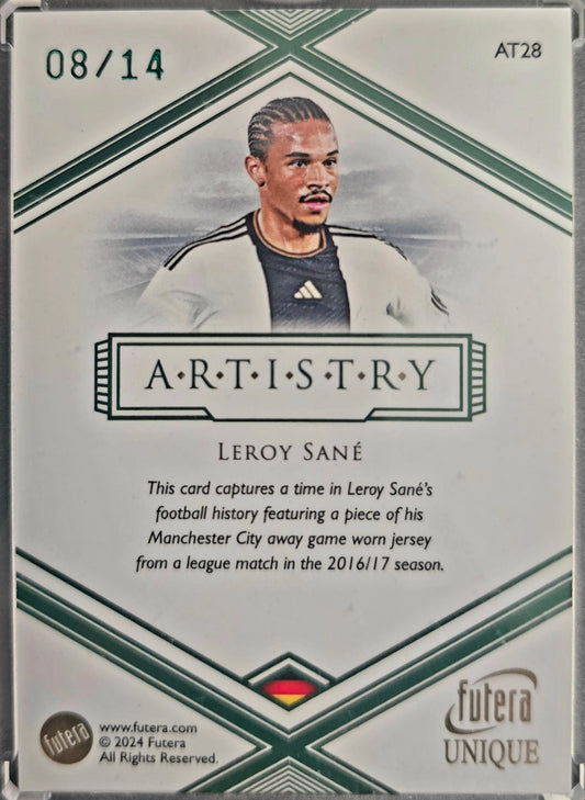 2024 Futera Unique Leroy Sané Artistry 8/14 Dual Patch