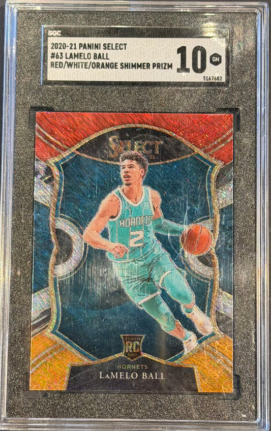 Lamelo Ball SGC 10 2020-21 panini select Red/White/Orange Shimmer Prizm