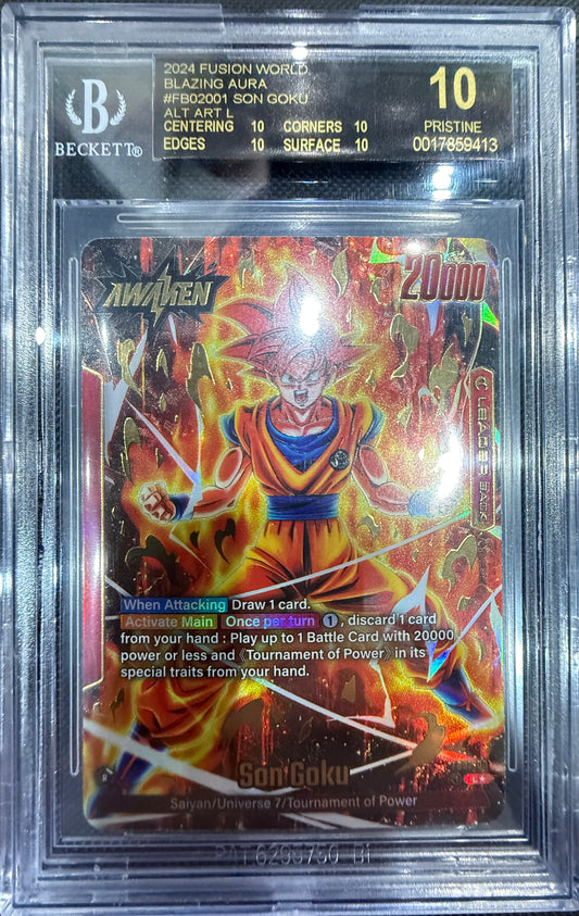 Dragon Ball Son Goku Leader L Alternate Art Card FB02-001 Beckett Pristine 10