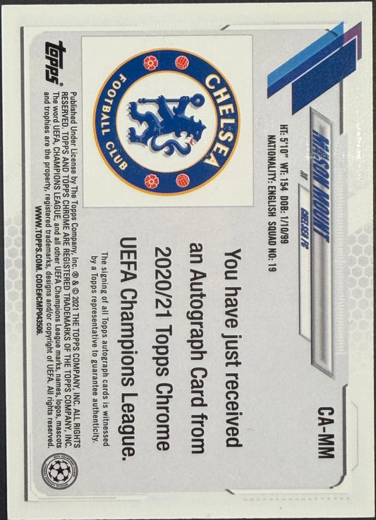 Mason Mount Autograph topps chrome UEFA 2020/21 CA-MM