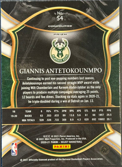 Giannis Antetokounmpo #54 zebra Case Hit 2020-21 Panini Select - Concourse