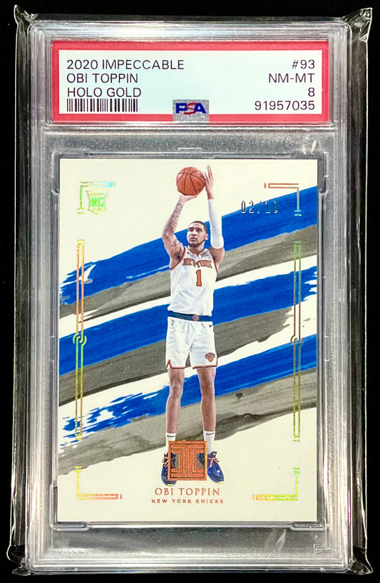 2020 Impeccable Obi Toppin 2/10 PSA 8 (Gold Foil)