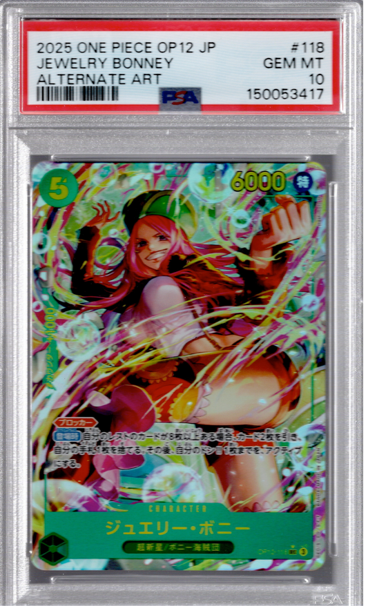 2025 One Piece OP12 Japanese Jewelry Bonney Alternate Art PSA 10