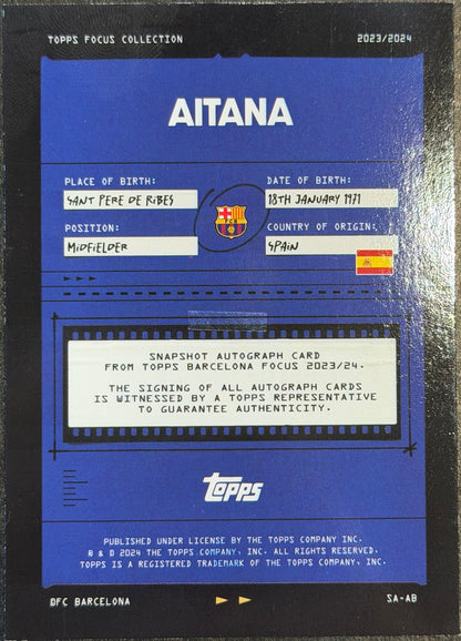 Aitana Bonmati Auto yellow 19/150 Barcalona Topps Focus Collection